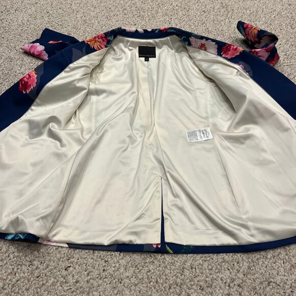 Banana Republic Floral Blazer Sz 14 Gerber Daisy Blue Pink Casual Preppy Spring - Picture 5 of 7